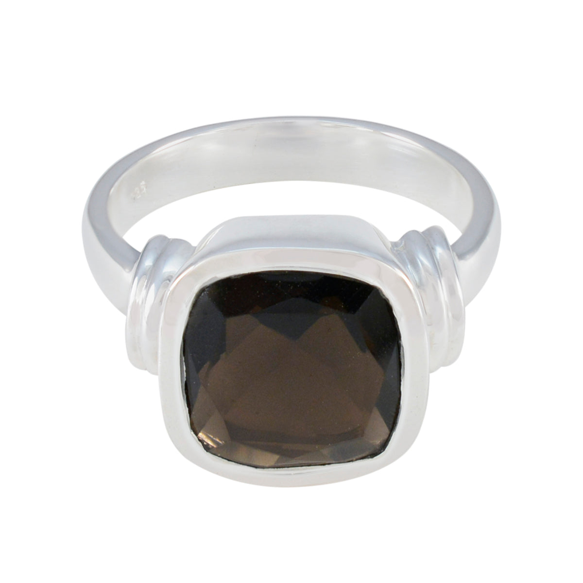 Liyana Brown Solitaire Ring in Sterling Silver smoky quartz Brown
