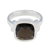 Liyana Brown Solitaire Ring in Sterling Silver smoky quartz Brown