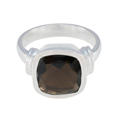 Liyana Brown Solitaire Ring in Sterling Silver smoky quartz Brown