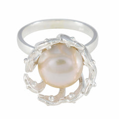 Charlotte Abstract White Solitaire Ring Pearl White