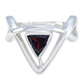 Maria geometric red solitaire ring with a triangular red gemstone set in silver band