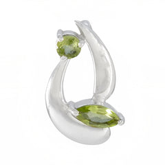 Penelope Elegant Green Gemstone Pendant in Silver