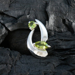 Penelope Elegant Green Gemstone Pendant in Silver