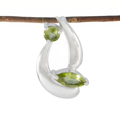 Penelope Elegant Green Gemstone Pendant in Silver Peridot Green Green