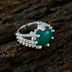 Anna Green Solitaire Ring with Elegant Silver Design