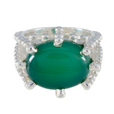 Anna Green Solitaire Ring with Elegant Silver Design Green Onyx Green