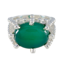 Anna Green Solitaire Ring with Elegant Silver Design Green Onyx Green