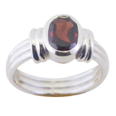 Lucia Heritage Red Solitaire Ring - Elegant Silver Design Garnet Red