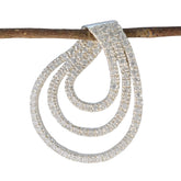 Inès Minimalist Gemstone Jewelry Silver Drop Pendant White CZ White White