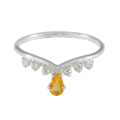 Rina Modern Yellow Gemstone Halo Ring with Silver Band