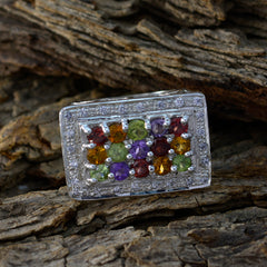 Freya Multicolor Gemstone Halo Ring in Silver