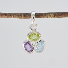 Sakura Multicolor Gemstone Pendant with Silver Setting