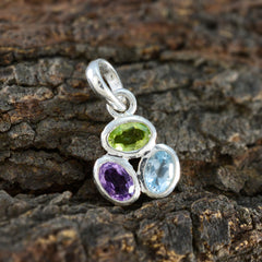 Sakura Multicolor Gemstone Pendant with Silver Setting