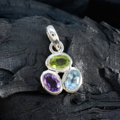 Sakura Multicolor Gemstone Pendant with Silver Setting