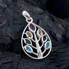 Alice Multicolor Gemstone Pendant in Sterling Silver