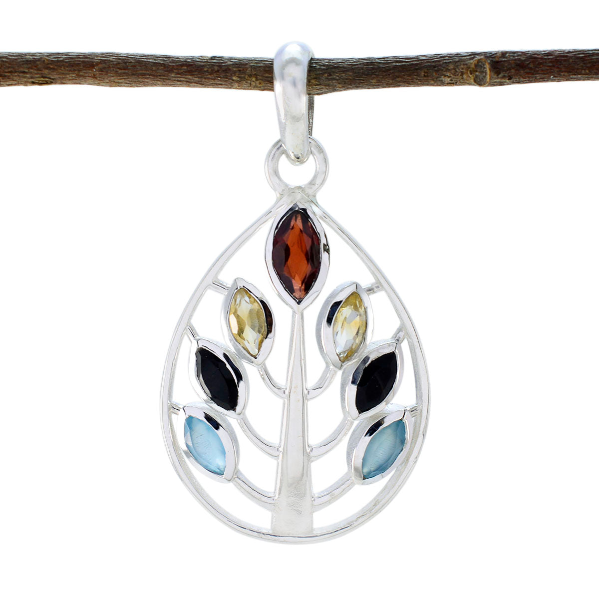 Alice Multicolor Gemstone Pendant in Sterling Silver Multi Stone multicolor Multicolor
