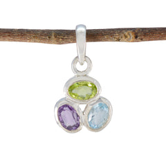 Sakura Multicolor Gemstone Pendant with Silver Setting Multi Stone multicolor Multicolor