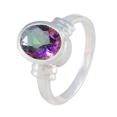 Priya Multicolor Solitaire Ring with Oval Gemstone