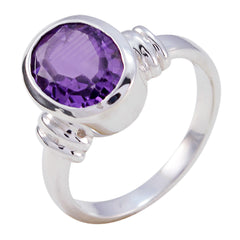 Putri Purple Solitaire Ring in Elegant Silver Setting