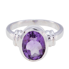 Putri Purple Solitaire Ring in Elegant Silver Setting