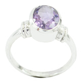 Putri Purple Solitaire Ring in Elegant Silver Setting Amethyst Purple