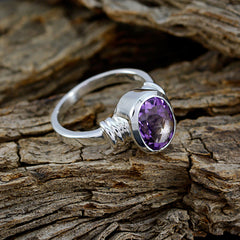 Putri Purple Solitaire Ring in Elegant Silver Setting
