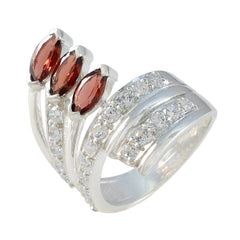 Lucia Red Gemstone Halo Ring with Sparkling Crystals