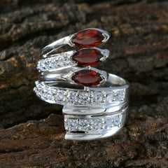 Lucia Red Gemstone Halo Ring with Sparkling Crystals
