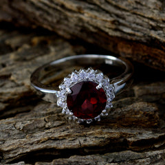 Leah Red Halo Ring with Sparkling Gemstones