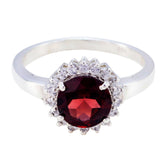 Leah Red Halo Ring with Sparkling Gemstones Garnet Red
