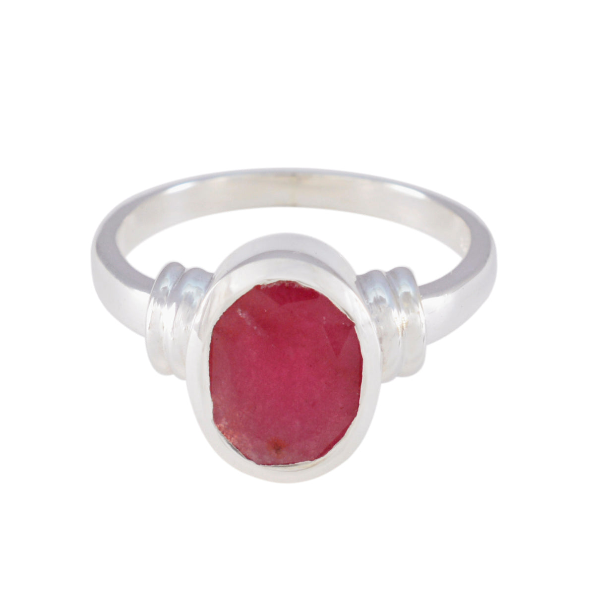 Aisha Red Solitaire Ring with Sterling Silver Band Indian Ruby Red