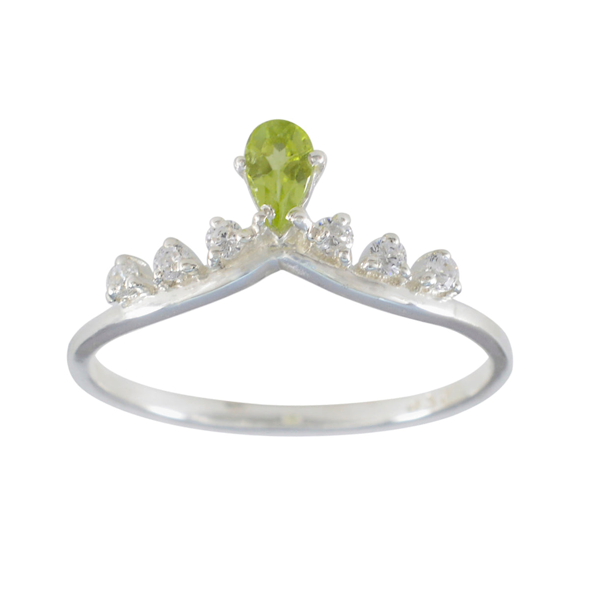 Sakura Trendy Green Gemstone Ring with Sparkling Accents Peridot Green