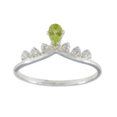 Sakura Trendy Green Gemstone Ring with Sparkling Accents Peridot Green