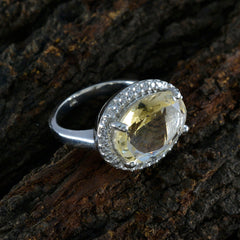 Saanvi Yellow Gemstone Halo Ring with Sterling Silver