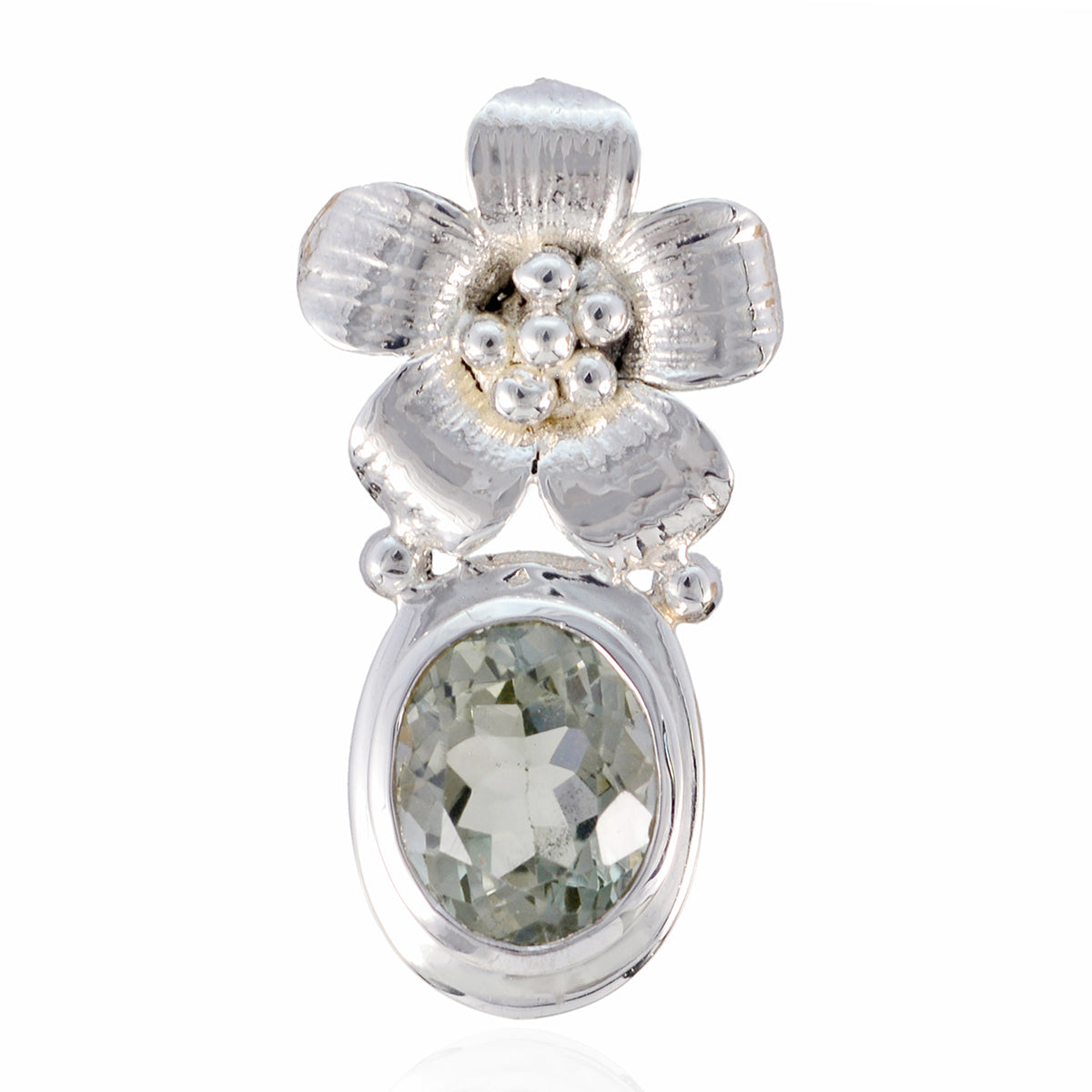 Ana Versatile Gemstone Jewelry Flower Pendant Green Amethyst Light Green Light Green