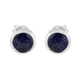 Victoria Blue Solitaire Earrings for Everyday Glam Iolite Blue Stud