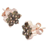 Victoria Brown Stud Earrings Online - Elegant Floral Design Smoky Quartz Brown Stud