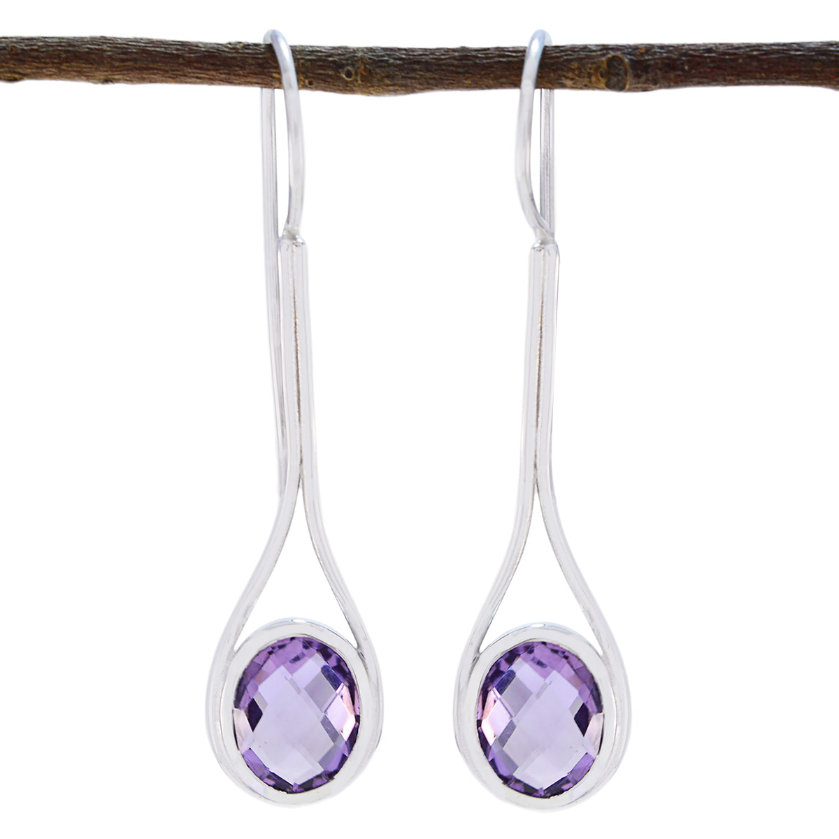 Victoria Dainty Gemstone Earrings for Everyday Glam Amethyst Purple Dangle