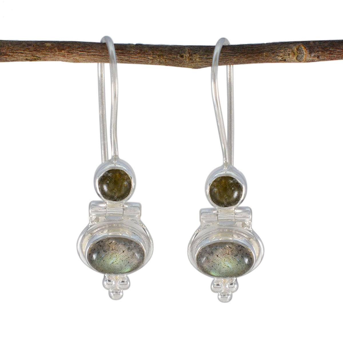 Victoria Featherlight Dangle Earrings for Everyday Glam Labradorite Gray Dangle