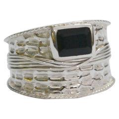 Sarah Victorian Black Solitaire Ring Black Onyx Black