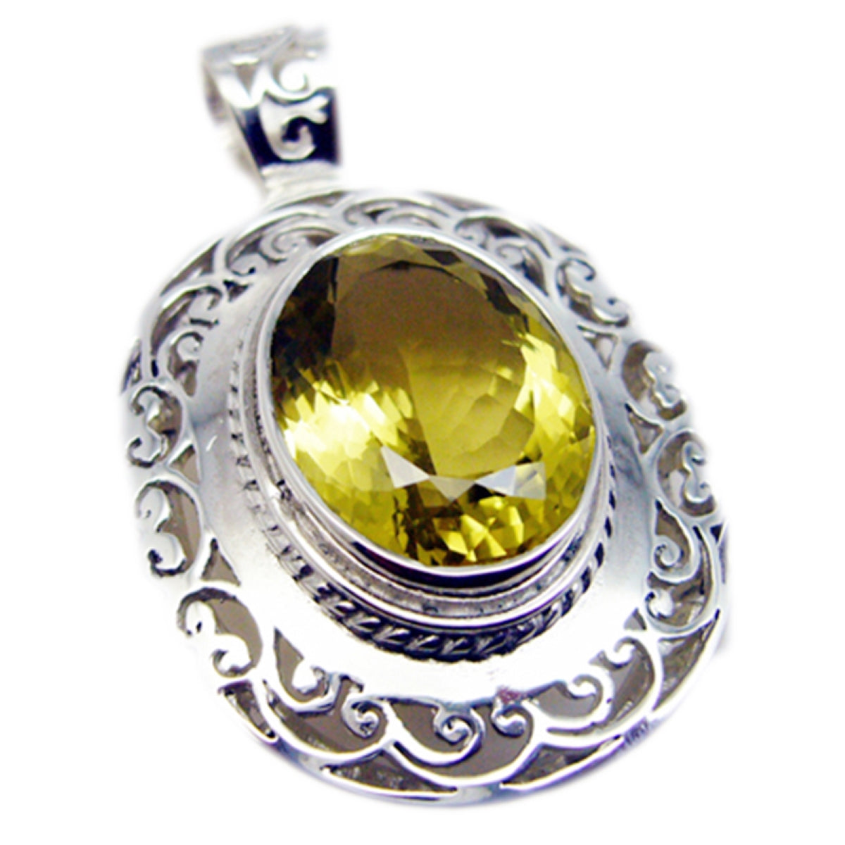 Eleanor Victorian Chunky Pendant with Gemstone Detail Lemon Quartz Yellow Yellow