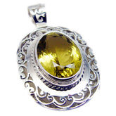Eleanor Victorian Chunky Pendant with Gemstone Detail Lemon Quartz Yellow Yellow