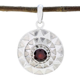 Olivia Victorian Featherlight Pendant - Elegant Silver Design Garnet Red Red