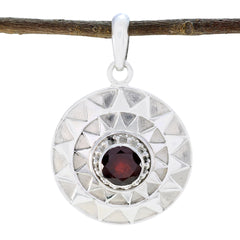 Olivia Victorian Featherlight Pendant - Elegant Silver Design Garnet Red Red