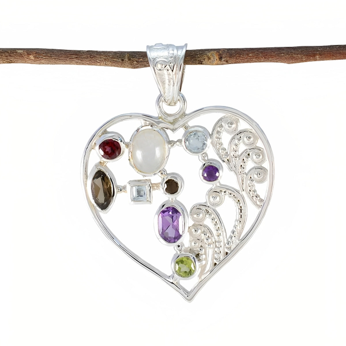 Eleanor Victorian Multicolor Pendant Heart-Shaped Gemstone Multi Stone multicolor Multicolor