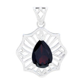 Charlotte Victorian Red Pendant Necklace in Silver Garnet Red Red