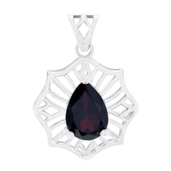 Charlotte Victorian Red Pendant Necklace in Silver Garnet Red Red
