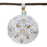 Julia Victorian Statement Pendant with Gemstone Accents Citrine Yellow Yellow