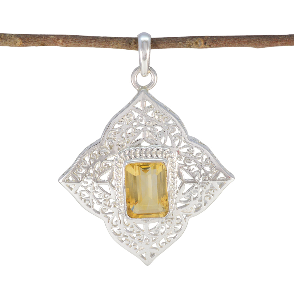 Violet Victorian Statement Pendant with Gemstone Detail Citrine Yellow Yellow