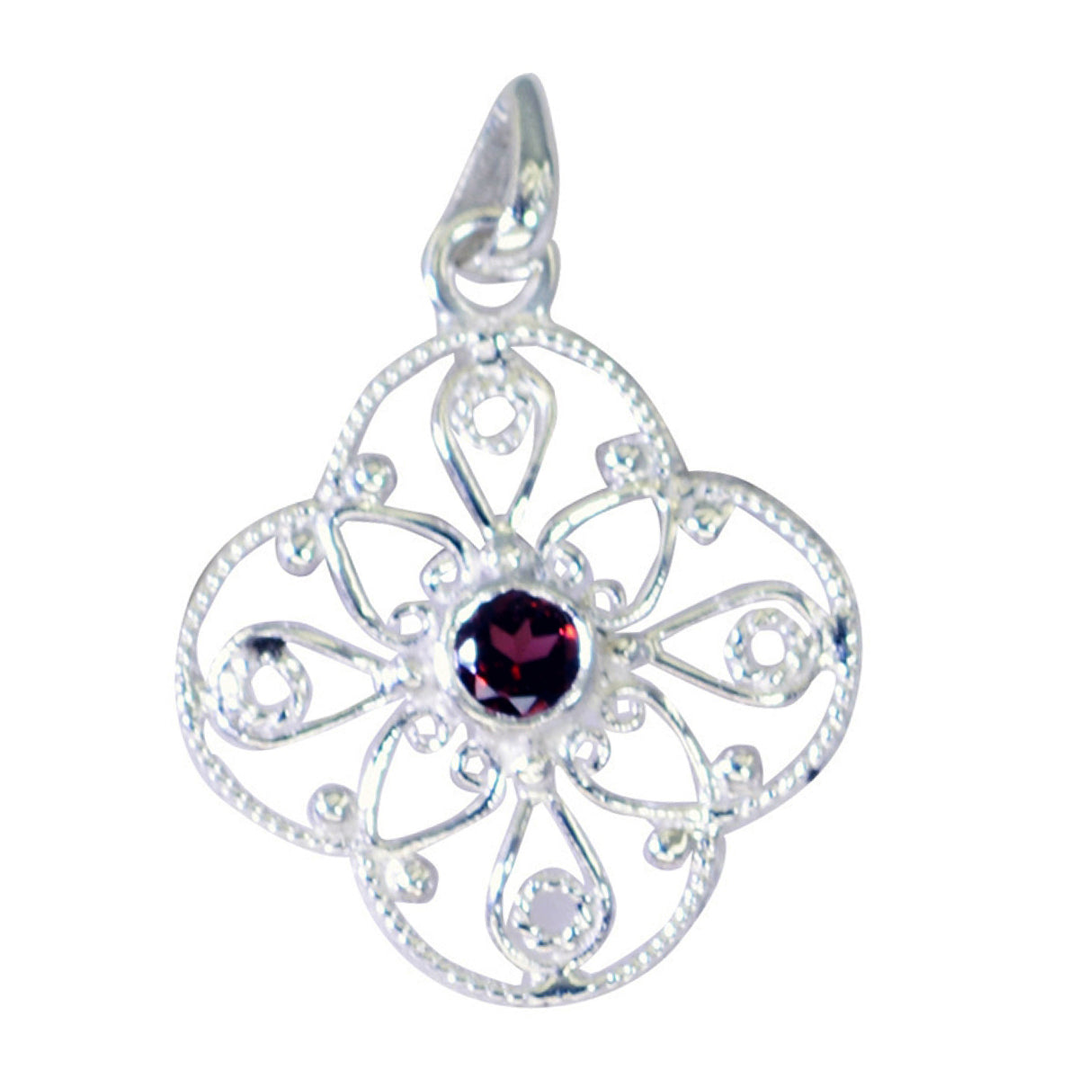 Ida Victorian Style Pendant with Gemstone Detail Garnet Red Red